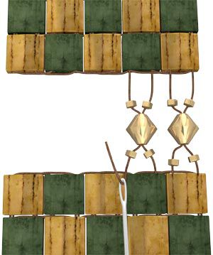 Threaded beads connecting two blocks